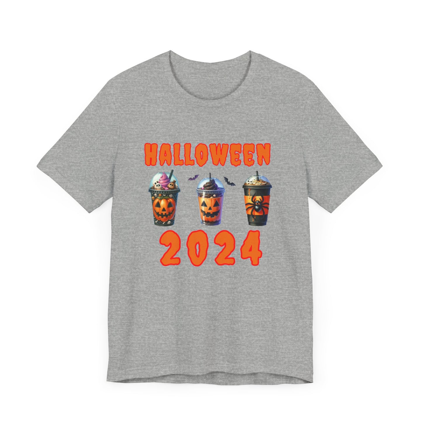 Spooky Season Sips Trio T-Shirt - 3 Halloween-Themed Coffee Cups for the Perfect Fall Vibe, Halloween Coffee Cups T Shirt, Pumpkins, Spiders, Bats
