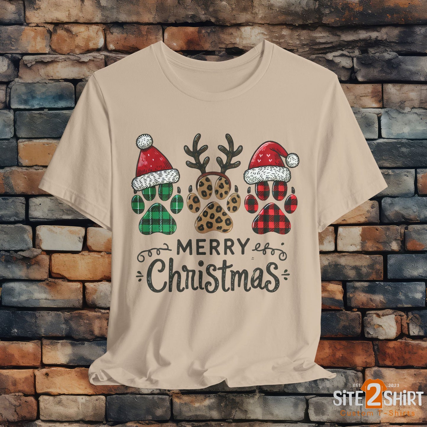 Christmas Paw Print Tee, Shirt, Party Apparel, Christmas Shirt