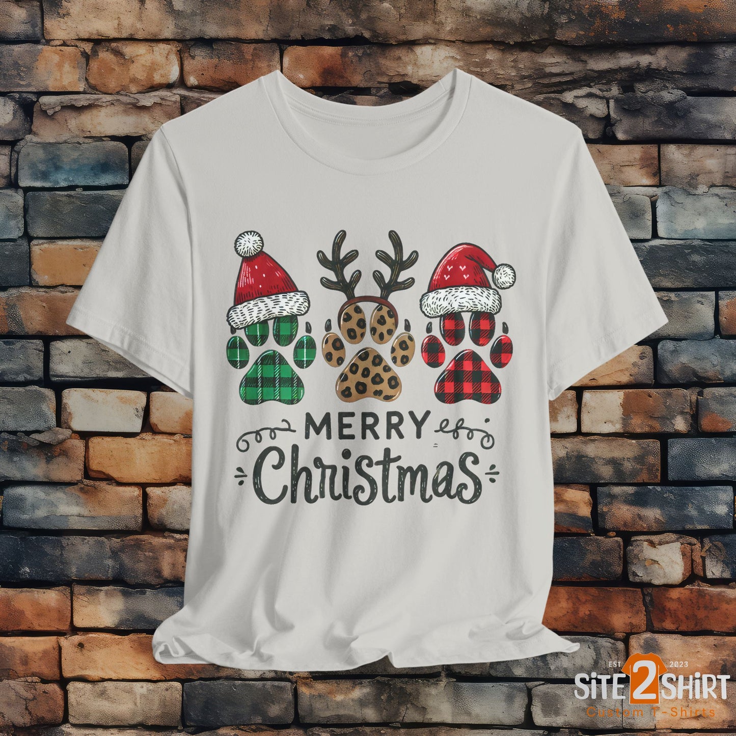 Christmas Paw Print Tee, Shirt, Party Apparel, Christmas Shirt