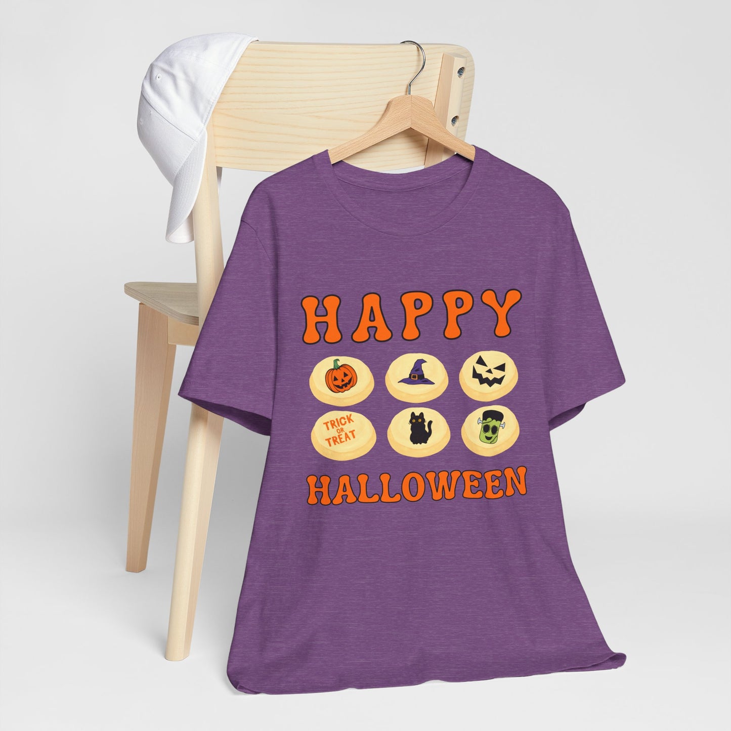 Halloween T Shirt, Sugar Cookies Design, Pumpkins, Witches Hat, Black Cat, Frankenstein decorated cookies