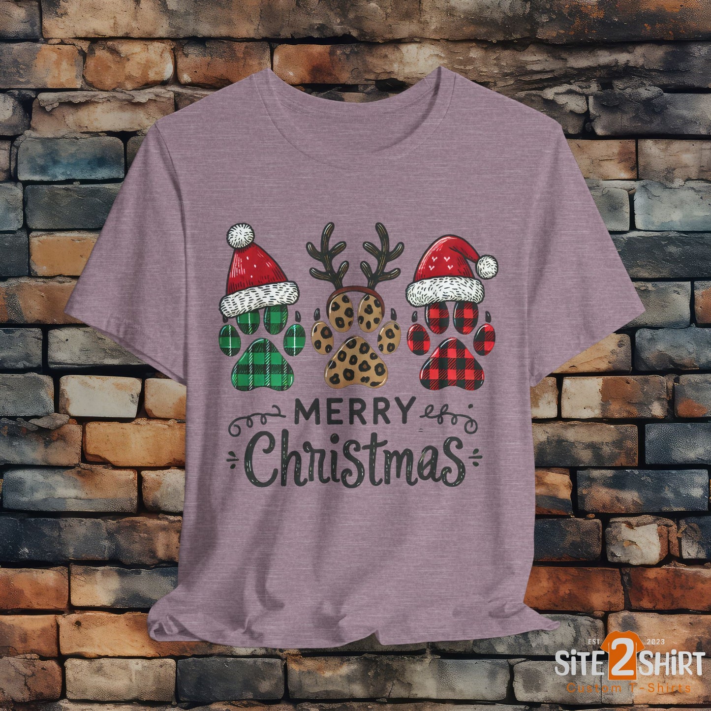 Christmas Paw Print Tee, Shirt, Party Apparel, Christmas Shirt