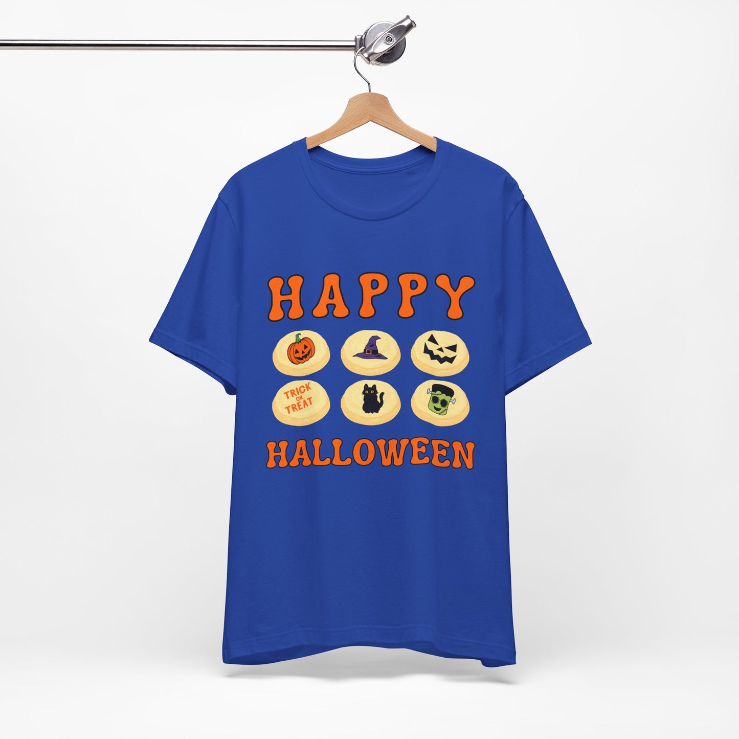 Halloween T Shirt, Sugar Cookies Design, Pumpkins, Witches Hat, Black Cat, Frankenstein decorated cookies