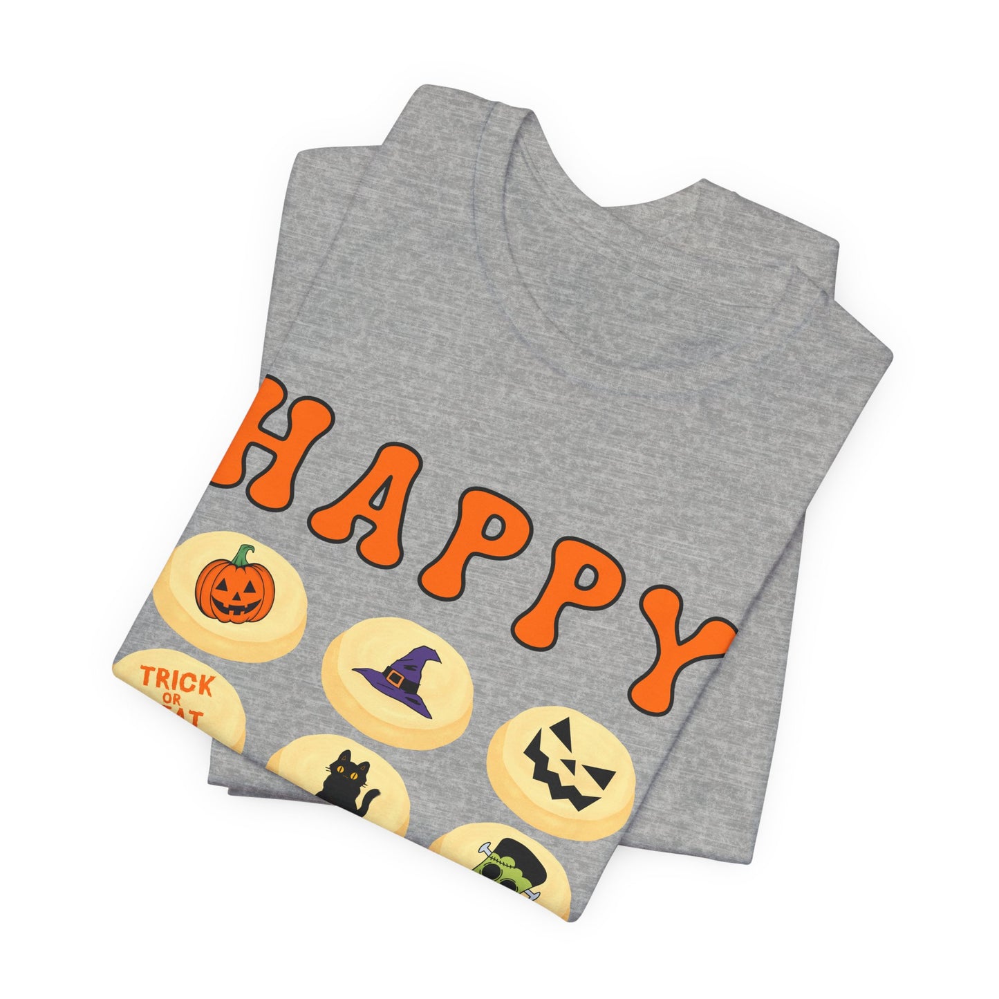 Halloween T Shirt, Sugar Cookies Design, Pumpkins, Witches Hat, Black Cat, Frankenstein decorated cookies