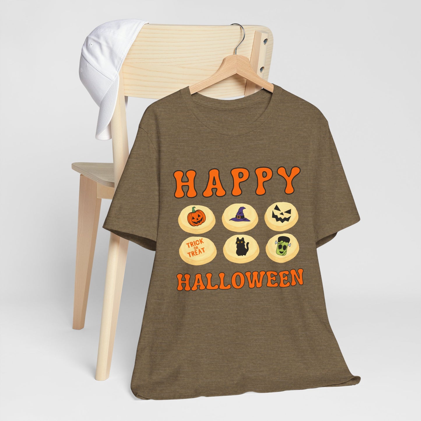Halloween T Shirt, Sugar Cookies Design, Pumpkins, Witches Hat, Black Cat, Frankenstein decorated cookies