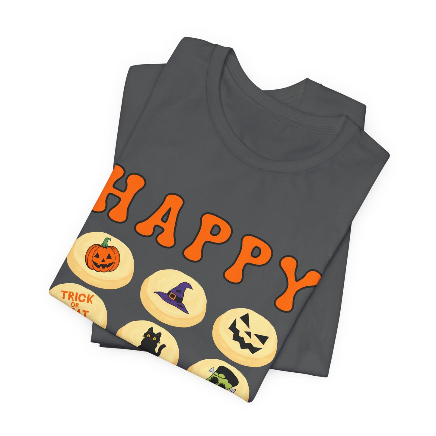Halloween T Shirt, Sugar Cookies Design, Pumpkins, Witches Hat, Black Cat, Frankenstein decorated cookies