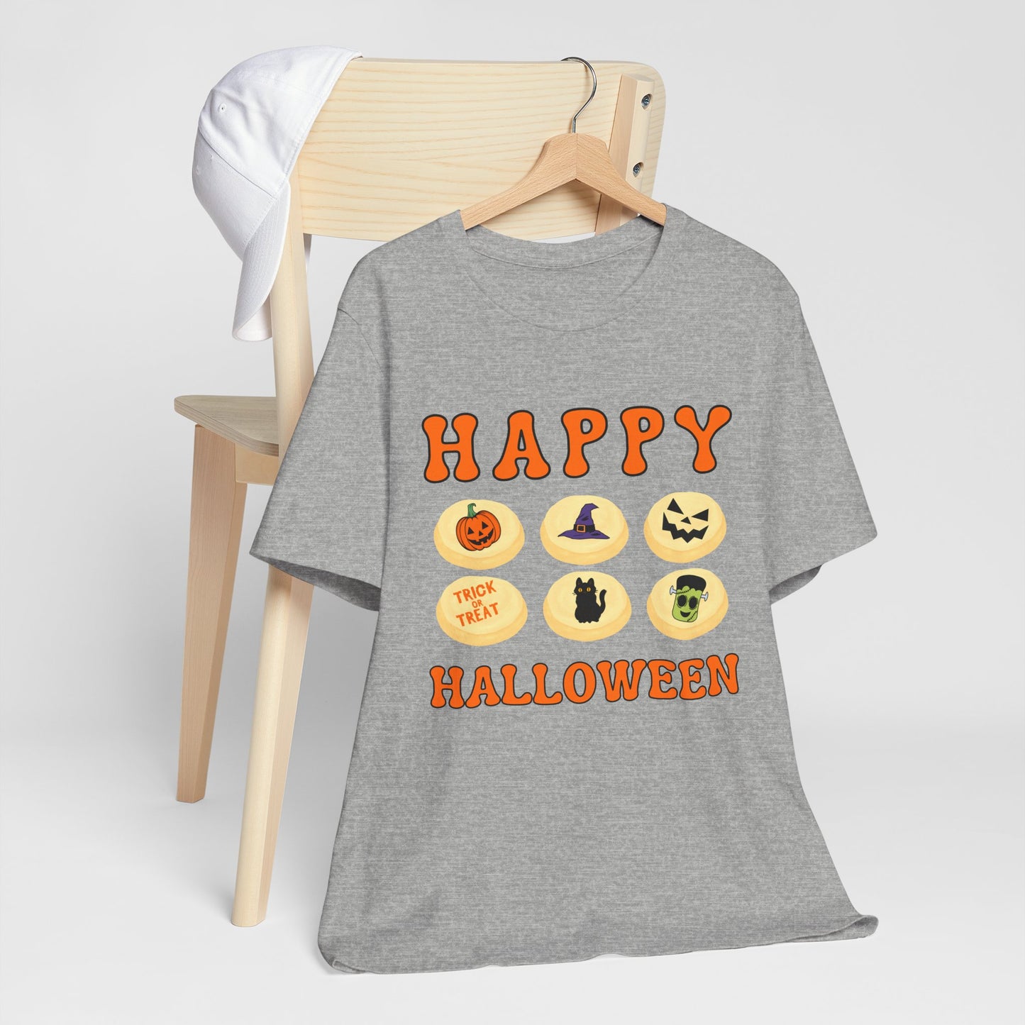 Halloween T Shirt, Sugar Cookies Design, Pumpkins, Witches Hat, Black Cat, Frankenstein decorated cookies