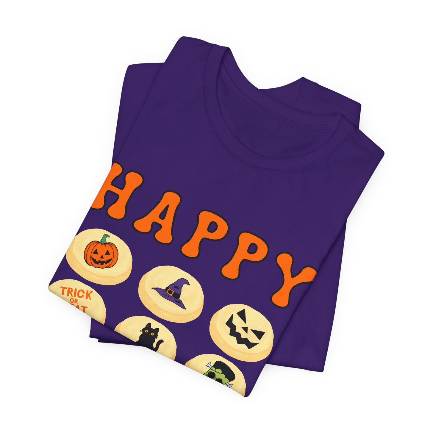 Halloween T Shirt, Sugar Cookies Design, Pumpkins, Witches Hat, Black Cat, Frankenstein decorated cookies