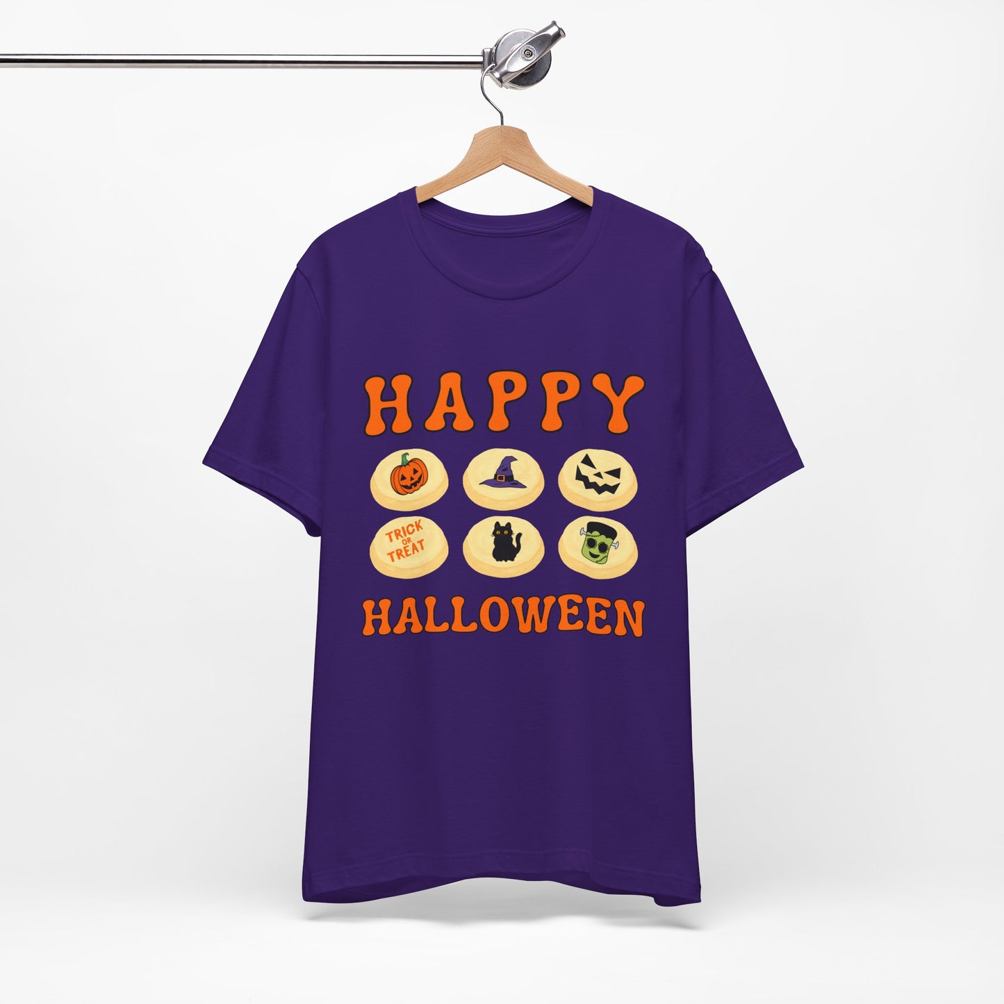 Halloween T Shirt, Sugar Cookies Design, Pumpkins, Witches Hat, Black Cat, Frankenstein decorated cookies