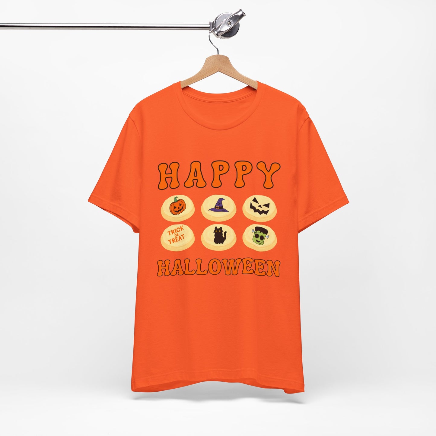 Halloween T Shirt, Sugar Cookies Design, Pumpkins, Witches Hat, Black Cat, Frankenstein decorated cookies