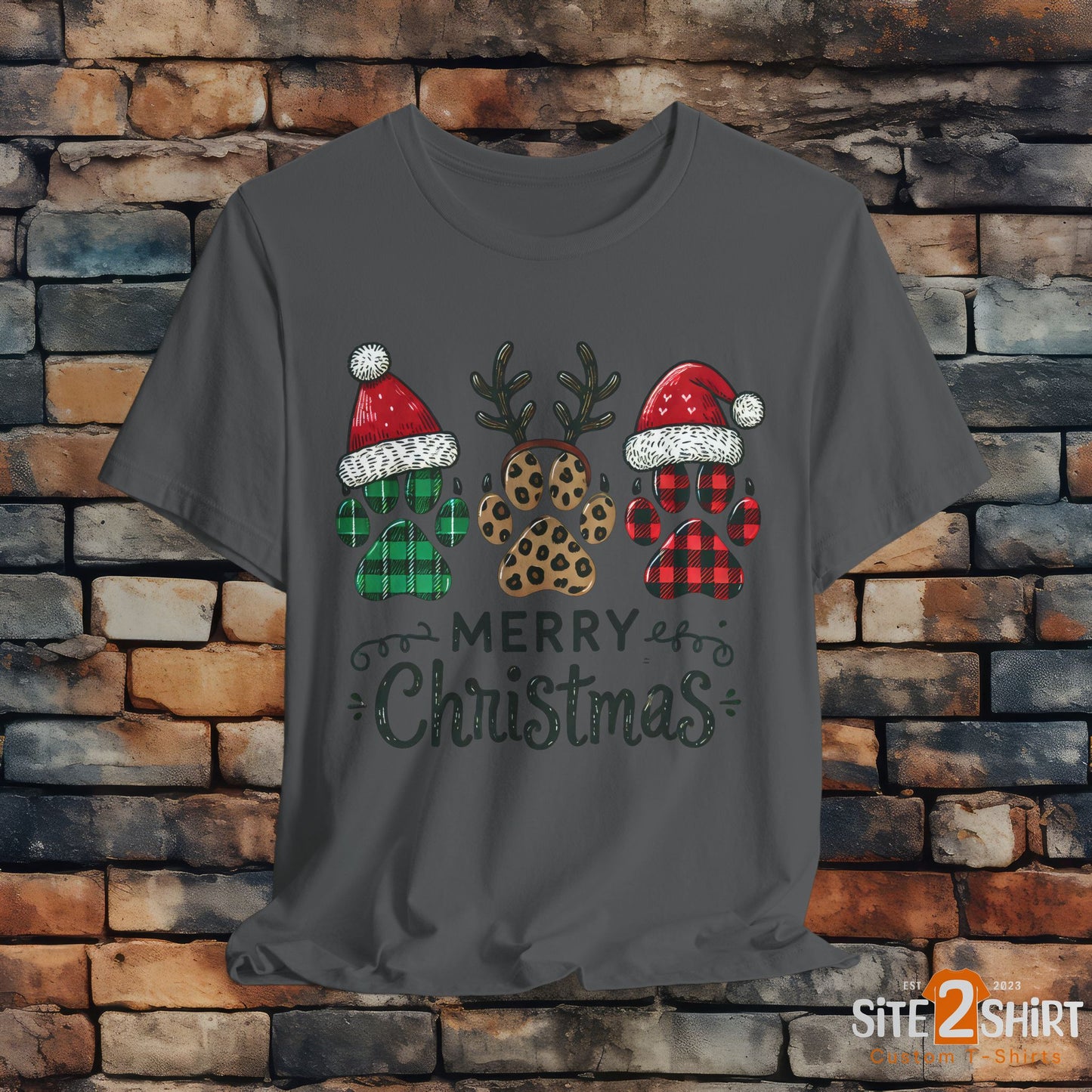 Christmas Paw Print Tee, Shirt, Party Apparel, Christmas Shirt