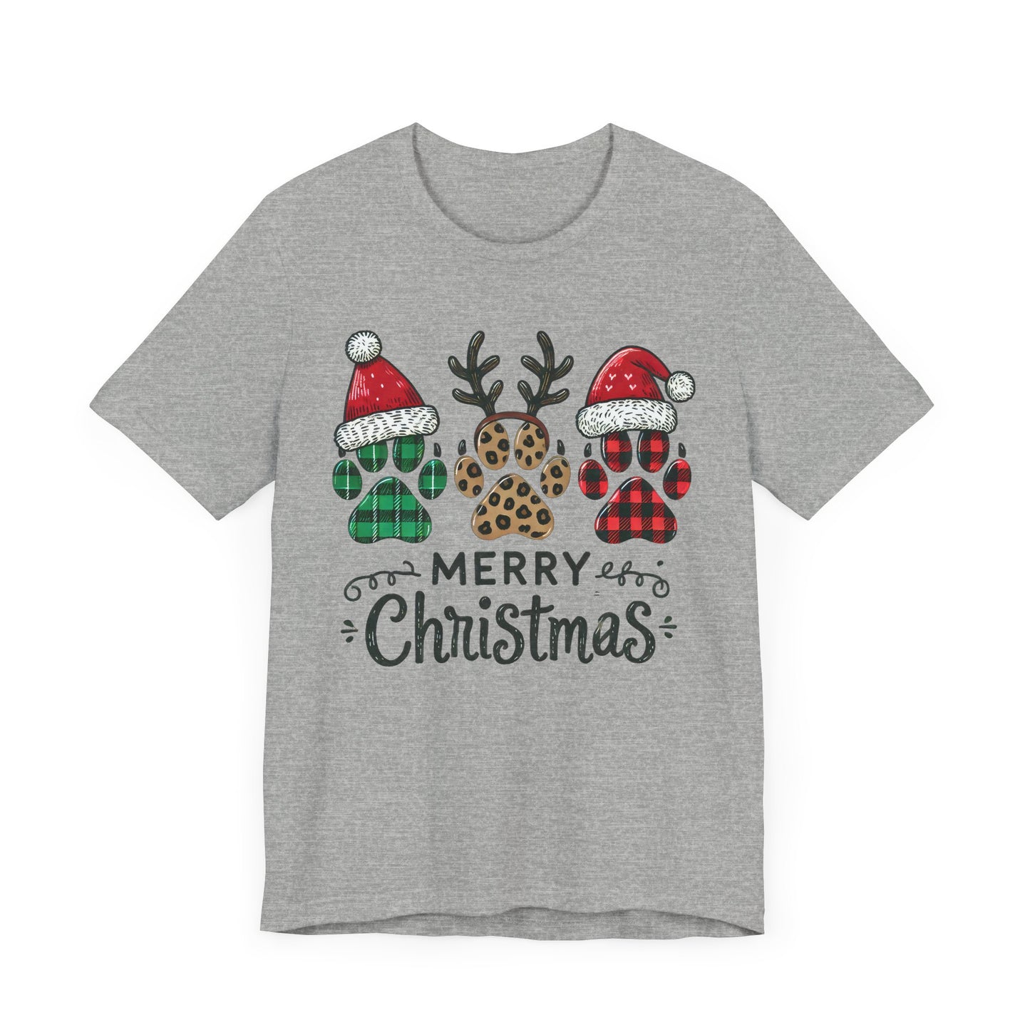 Christmas Paw Print Tee, Shirt, Party Apparel, Christmas Shirt