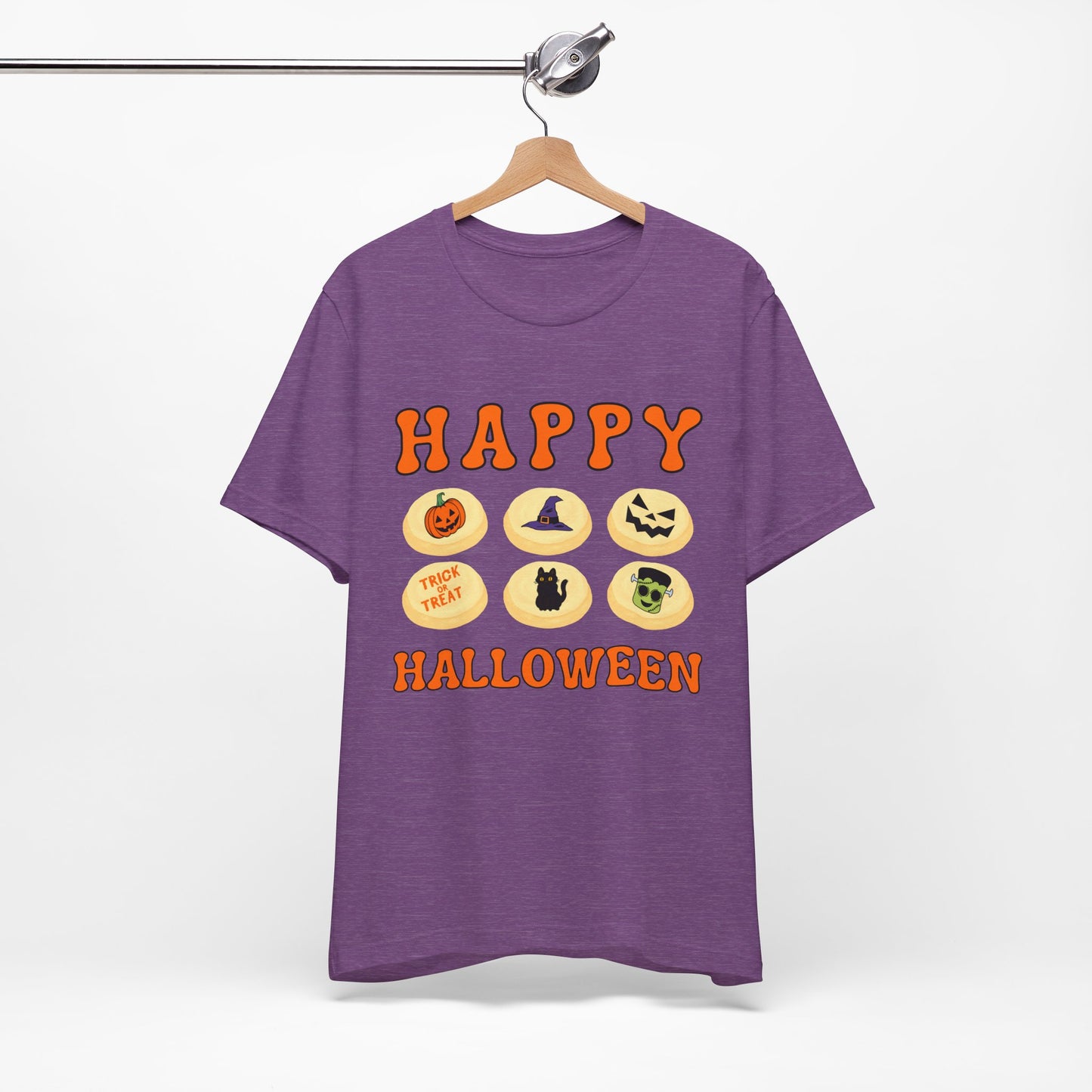 Halloween T Shirt, Sugar Cookies Design, Pumpkins, Witches Hat, Black Cat, Frankenstein decorated cookies