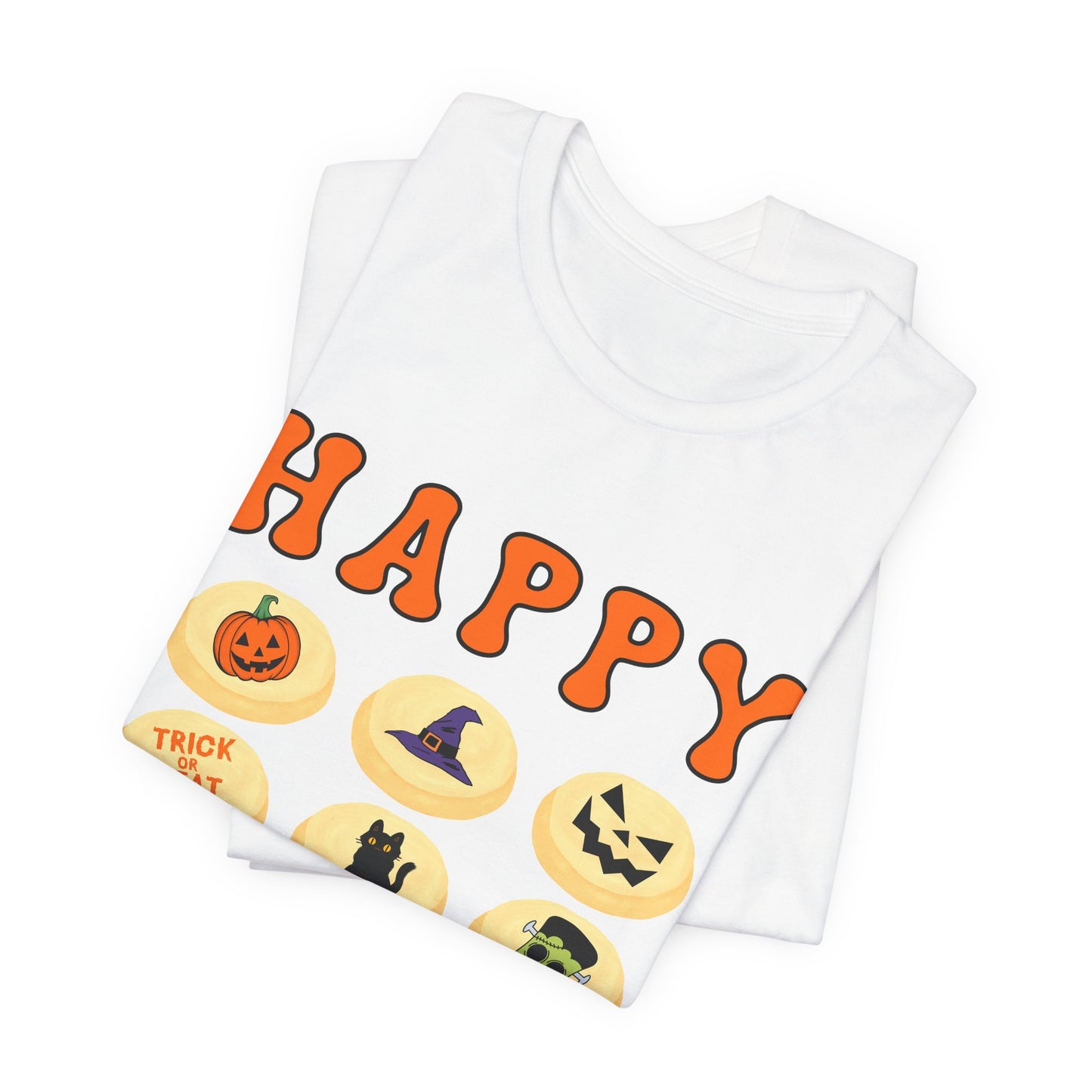 Halloween T Shirt, Sugar Cookies Design, Pumpkins, Witches Hat, Black Cat, Frankenstein decorated cookies